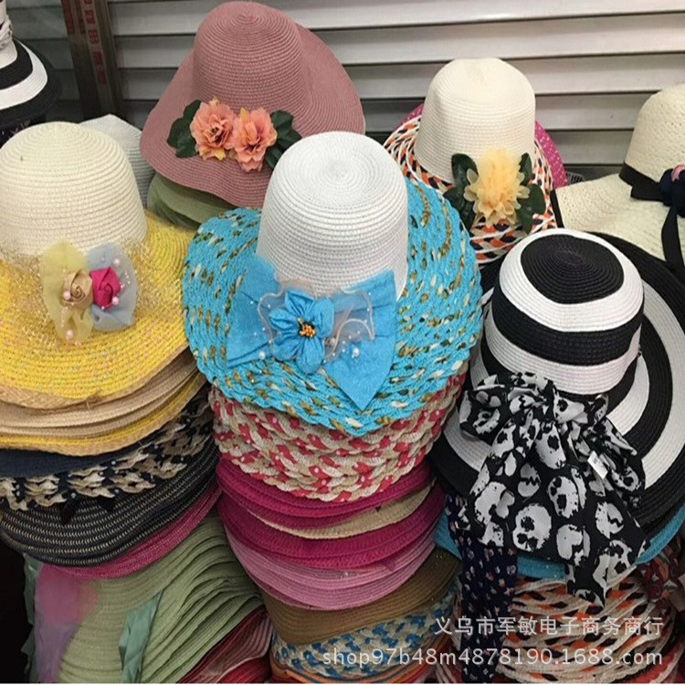 2019地摊夏凉帽子遮阳帽太阳帽 女士春夏凉帽遮阳帽沙滩帽子批发