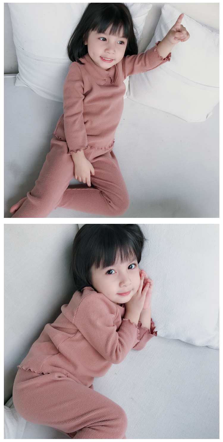 peacock blue轻奢品牌童装18秋冬新款儿童秋季长袖套装娃娃领打底