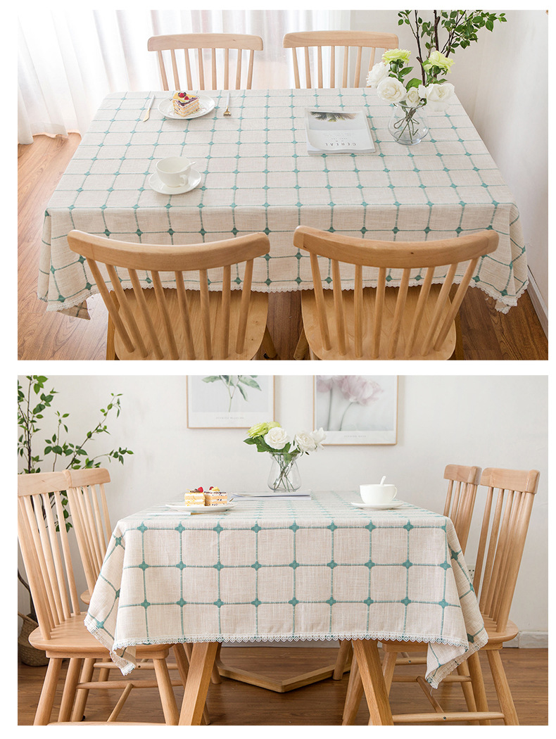 跨境厂家日式纯色格子麻布现代简约桌布批发桌旗台布垫子仿棉麻