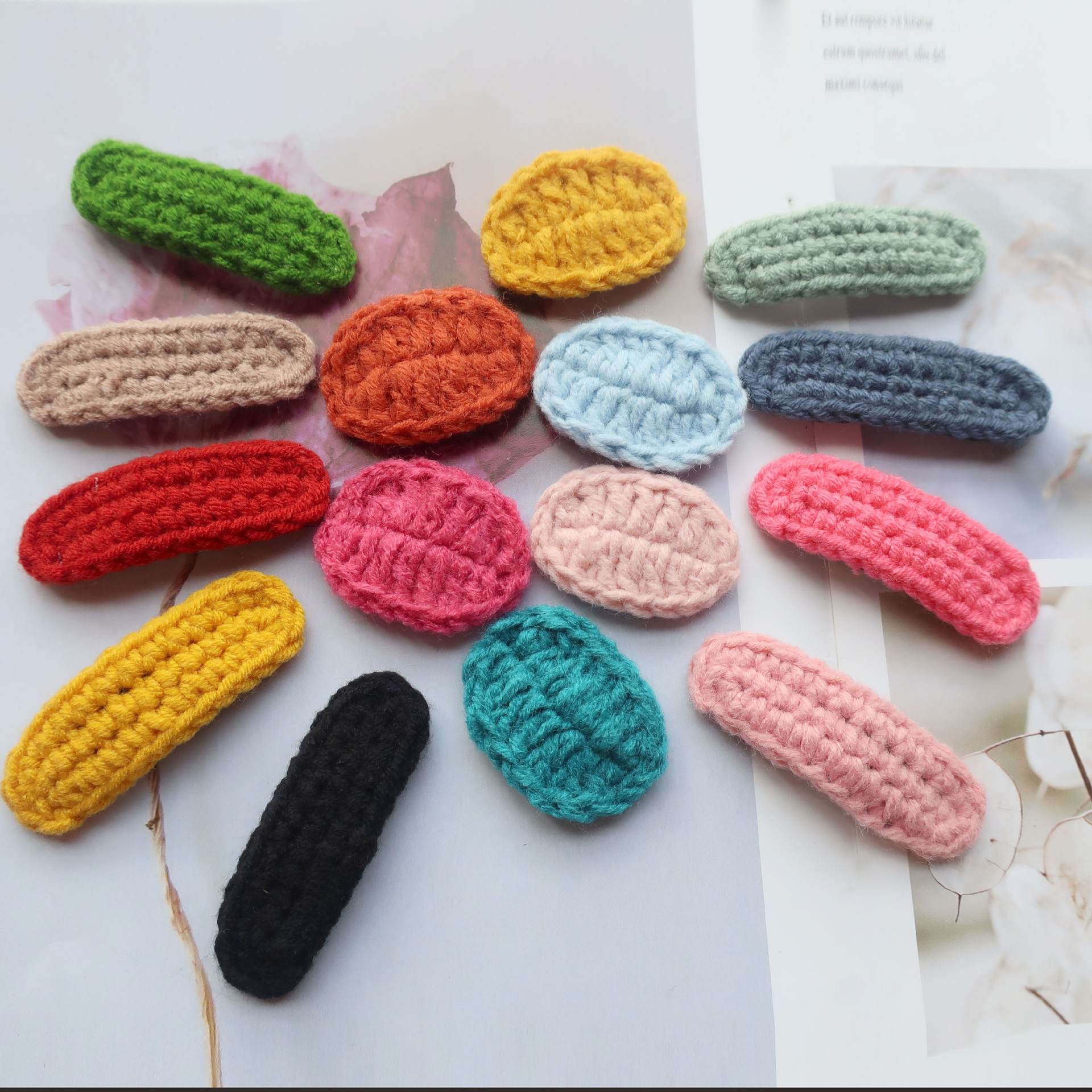 b29毛线钩织儿童发饰ins女童发夹bb夹韩版宝宝边夹女童发卡刘海夹