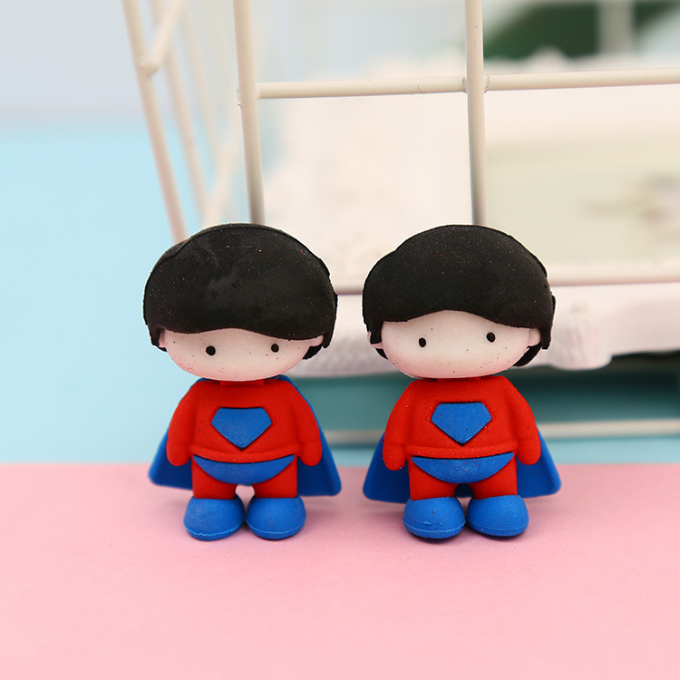 新款创意文具 卡通可爱超人橡皮擦 小学生奖品礼物批发