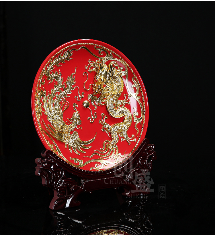 漆线雕 手工包金龙凤呈祥摆件礼品乔迁办公商务礼品