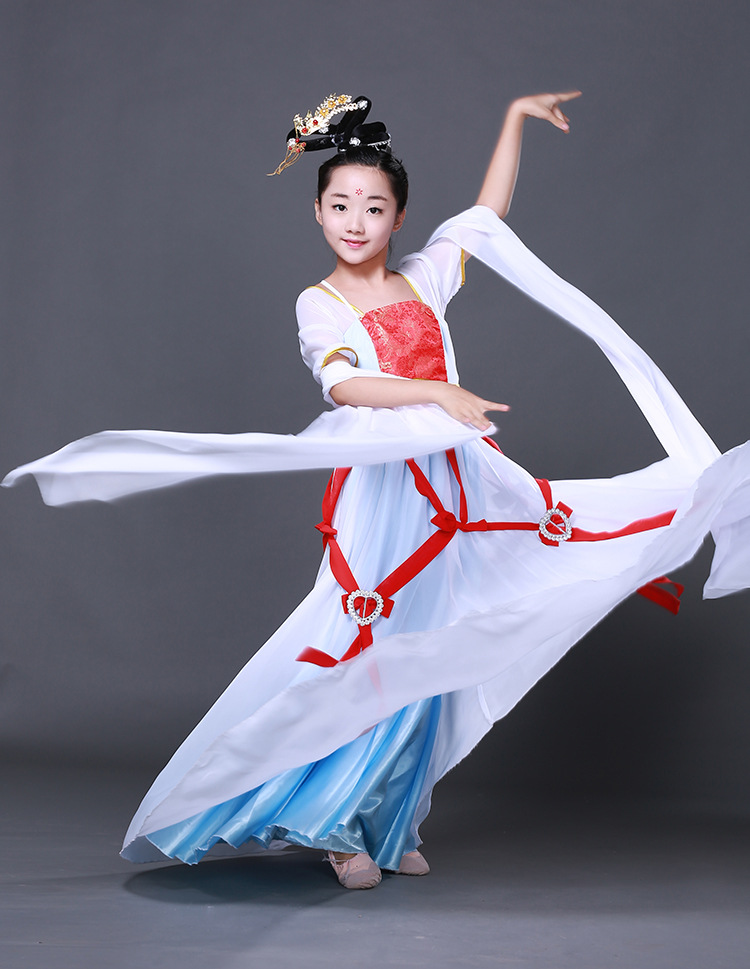 新款飞天舞蹈服水袖舞台服儿童嫦娥古装服装仙女飘逸古典演出服