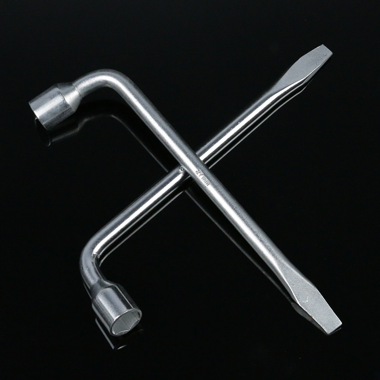 厂家镀铬罗刀扳手弯头扳手随车工具汽保五金l型轮胎套筒扳手