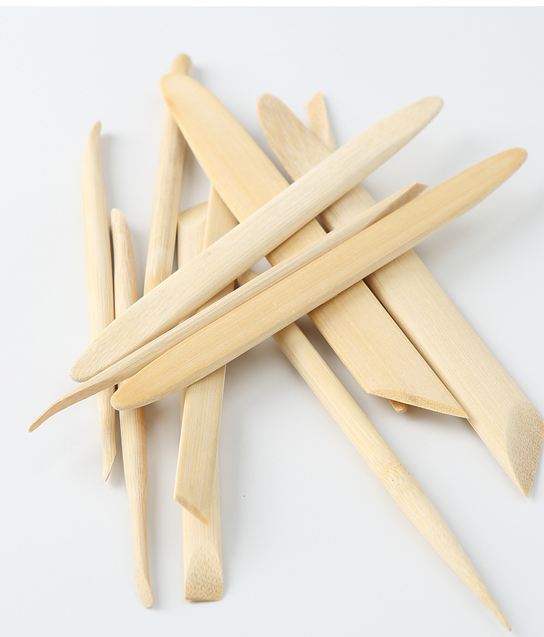 陶艺工具软陶泥手工捏塑雕塑陶瓷制作 陶吧陶艺教学工具竹刀6件套