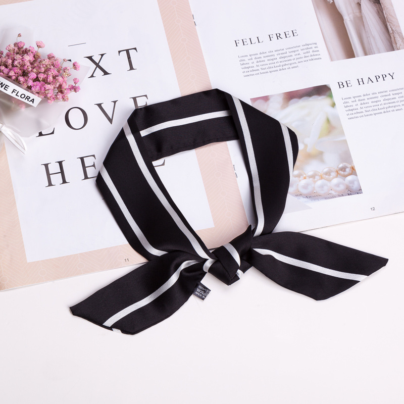 Spring and Summer Long Ribbon Female Korean Ins Style Artificial Silk Narrow Neckerchief Wholesale Silk Scarf Gift to Give Mom Ribbon