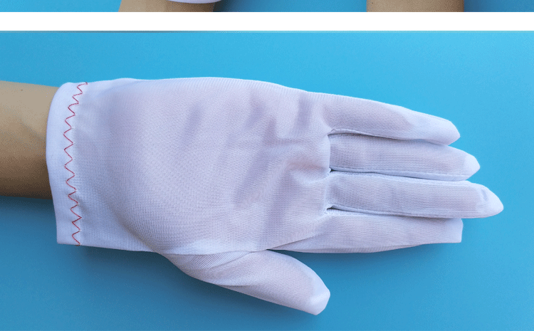 化纤材料白色无尘手套 车间作业非一次性防静电无尘手套