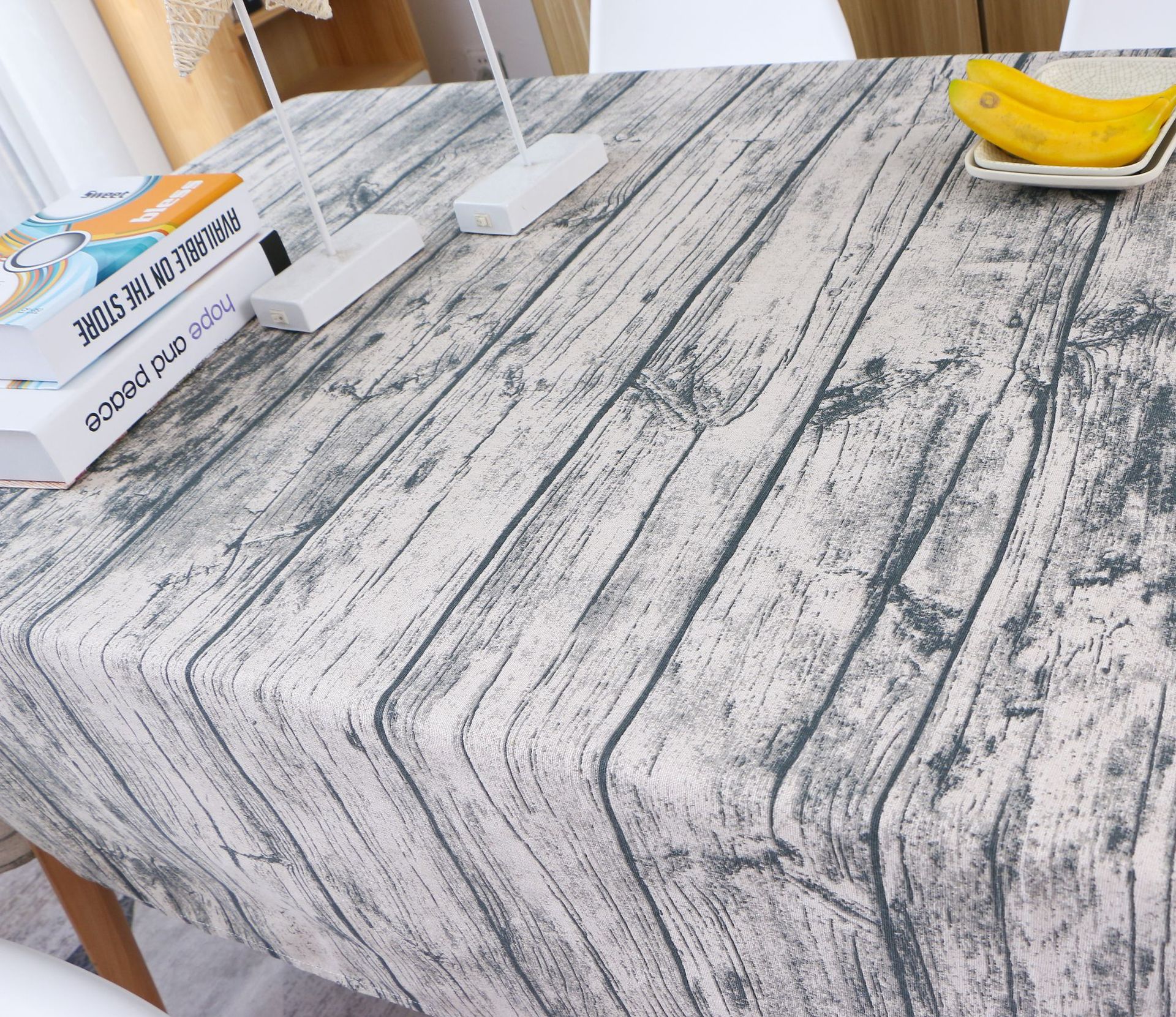 跨境欧式茶几盖布复古木纹棉麻桌布棉麻餐桌布拍摄背景布一件代发