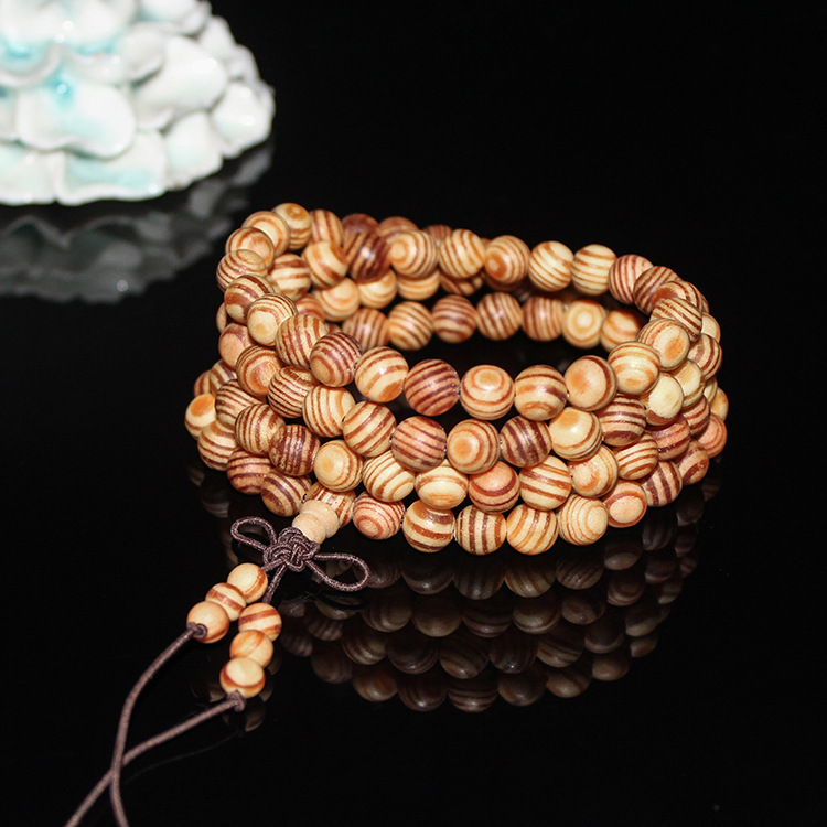 崖柏留疤108颗手串全透血龙木男女款佛珠琥珀8厘文玩收藏木珠工艺