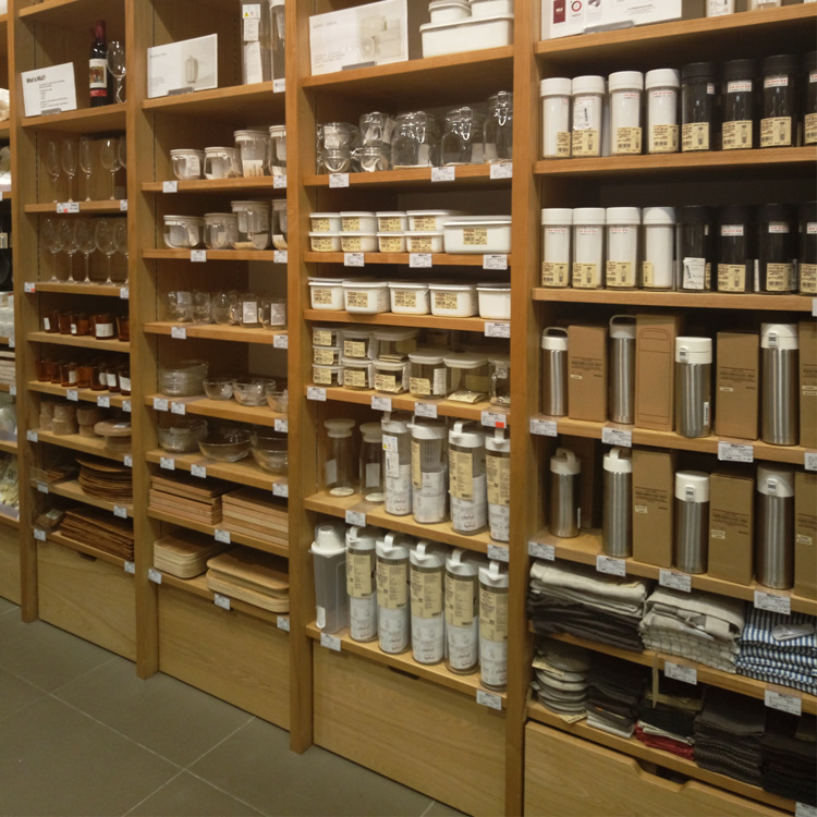 定制名创优品货架简易 杯子展示架靠墙 无印良品餐具展示柜展示台