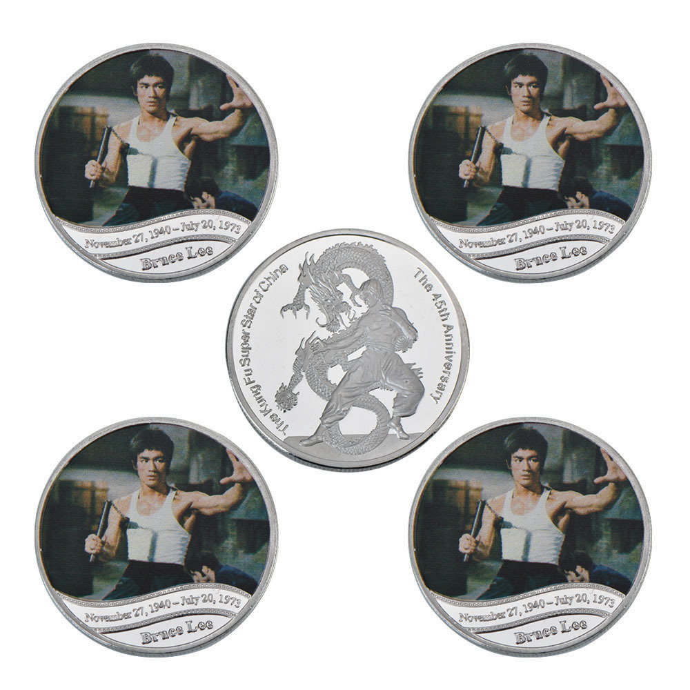 bruce lee镀银纪念币生日礼物超级功夫星李小龙金属挑战硬币收集