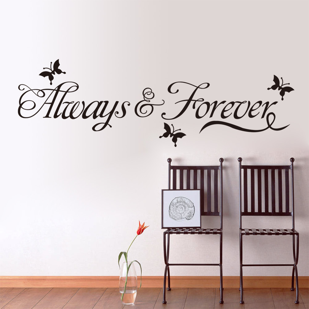 跨境专供 创意always forever英文字母精雕环保墙贴 自粘贴纸8153