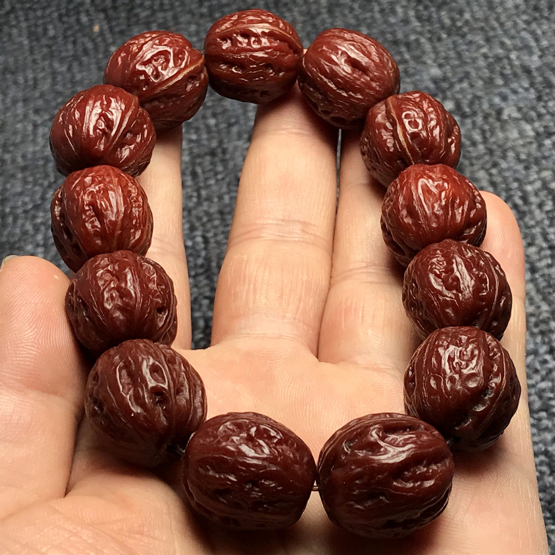 原桩秋子小核桃手串 机刷包浆文玩核桃 麻核桃手链