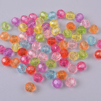 亚克力透明角珠8mm32切面角珠 地球珠圆珠散珠按斤批发