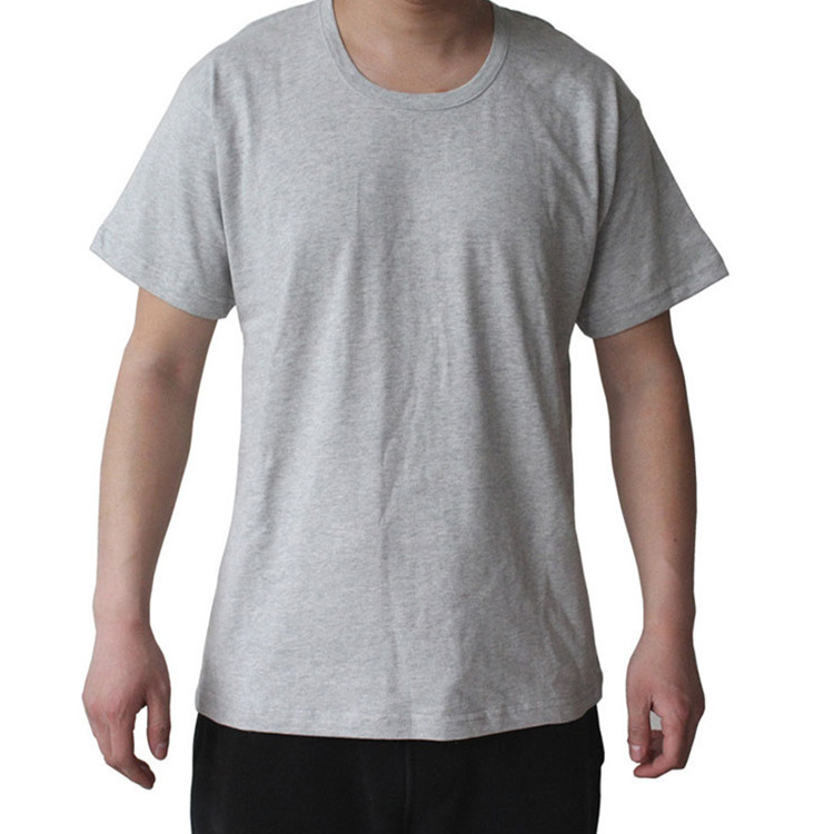 夏季男士纯色文化衫 圆领中老年夏季老头衫 老年人半袖背心体恤衫