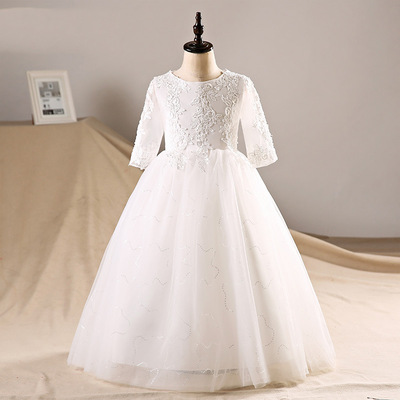 2019新款夏儿童公主裙裙子长款女童礼服花童婚纱礼服中大童蓬蓬纱