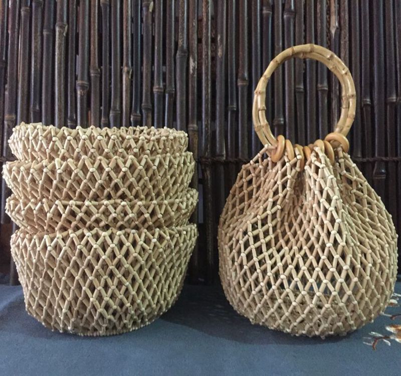 专业供应做工精细手工便捷式手袋纯手工编织竹包精致做工竹工艺品