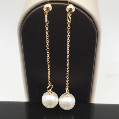 东大门多款式耳钉韩版简约珍珠长款流苏耳环女新款百搭耳坠耳饰品