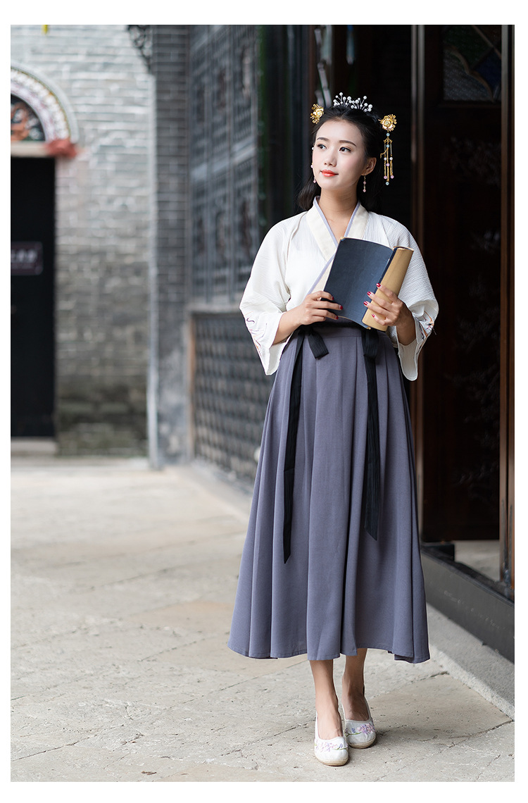 实拍新款秋装改良汉服汉元素日常交领简约套装可拆卖