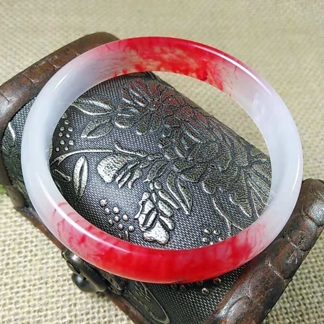 玉器东北岫玉镯子鸡血玉手镯 冰莹时尚岫岩玉手镯厂家批发