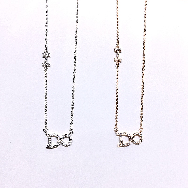 热卖款ido短款个性简约锁骨链 我愿意英文字母微镶镂空项链送女友