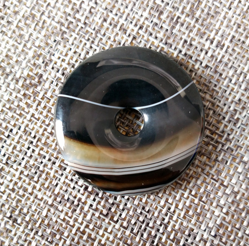 日本风水石天然影子石平安扣吊坠影子石情侣款平安扣项坠