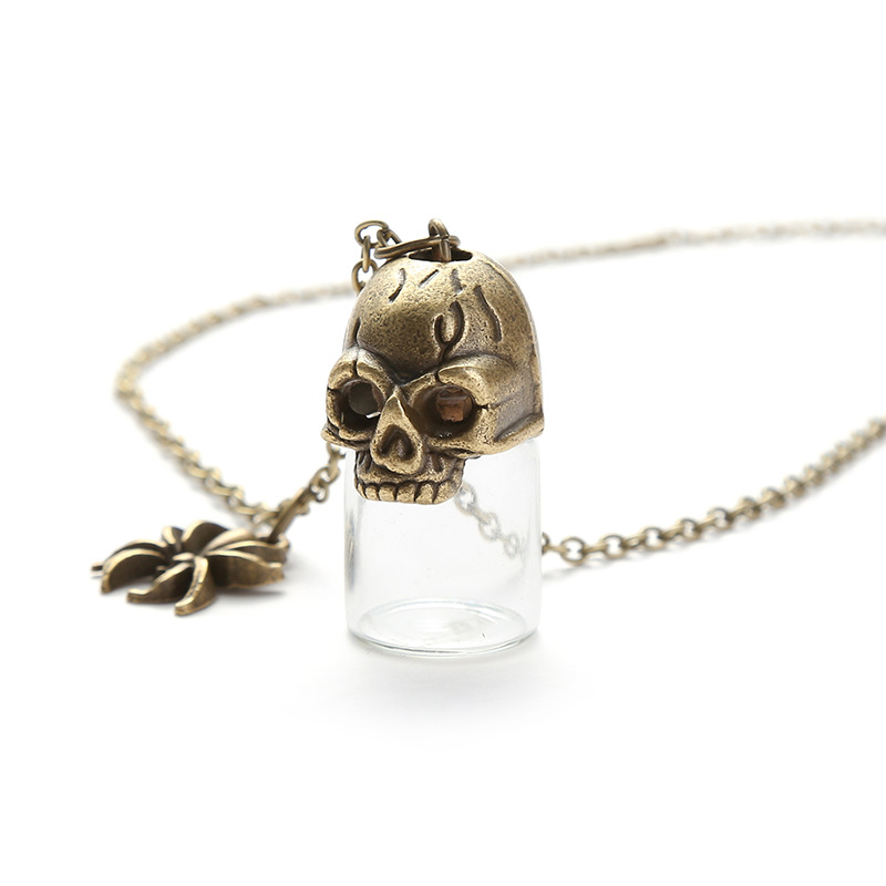 骷髅 哥特式复古血瓶吊坠 万圣节 创意情侣好朋友项链 亚马逊饰品