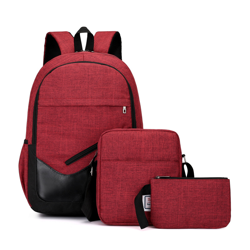 Three-Piece Set Backpack Casual Business Computer Backpack Travel Bag Male and Female High School Student Schoolbag Manufacturer