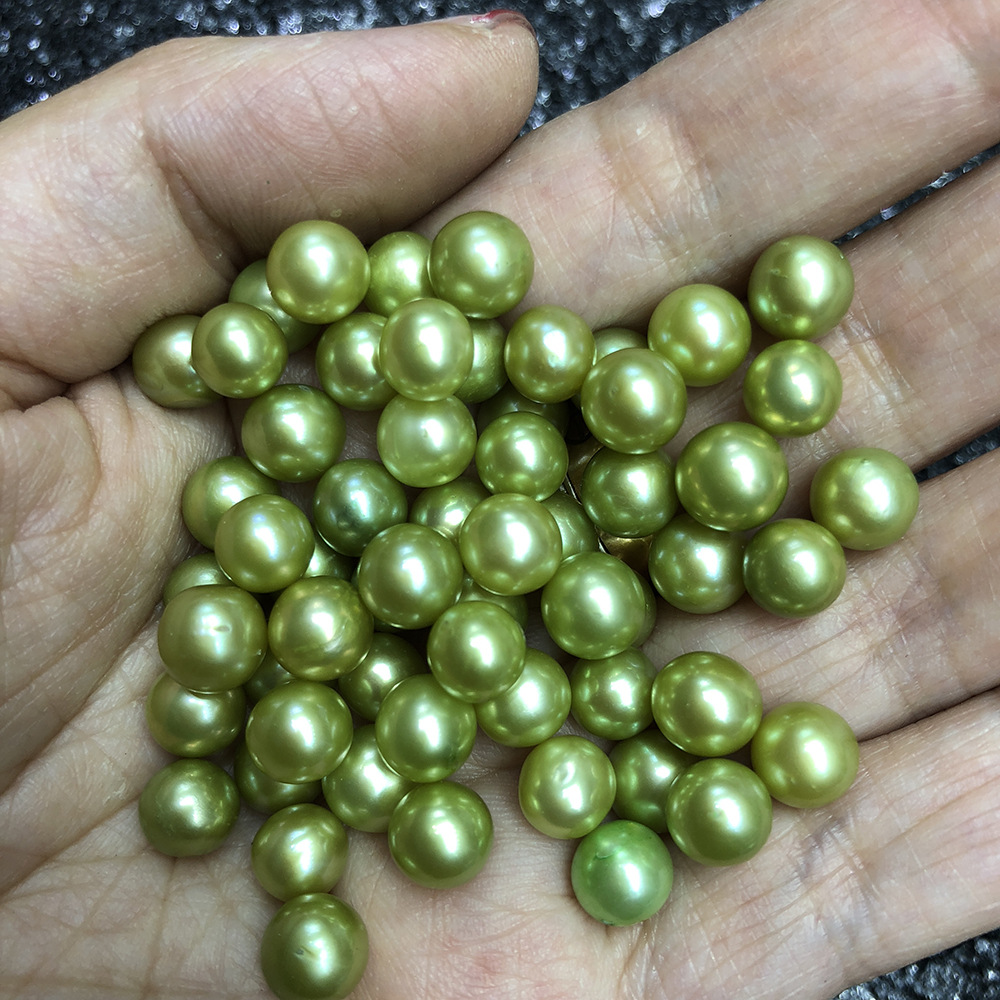 七彩25色多色染色圆珠形珍珠 海水珍珠河蚌 真空包装