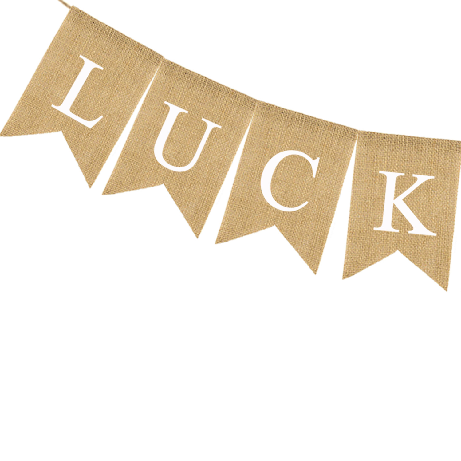 欧美圣帕特里克狂欢节黄麻串旗 lucky in love拉旗 派对装饰旗