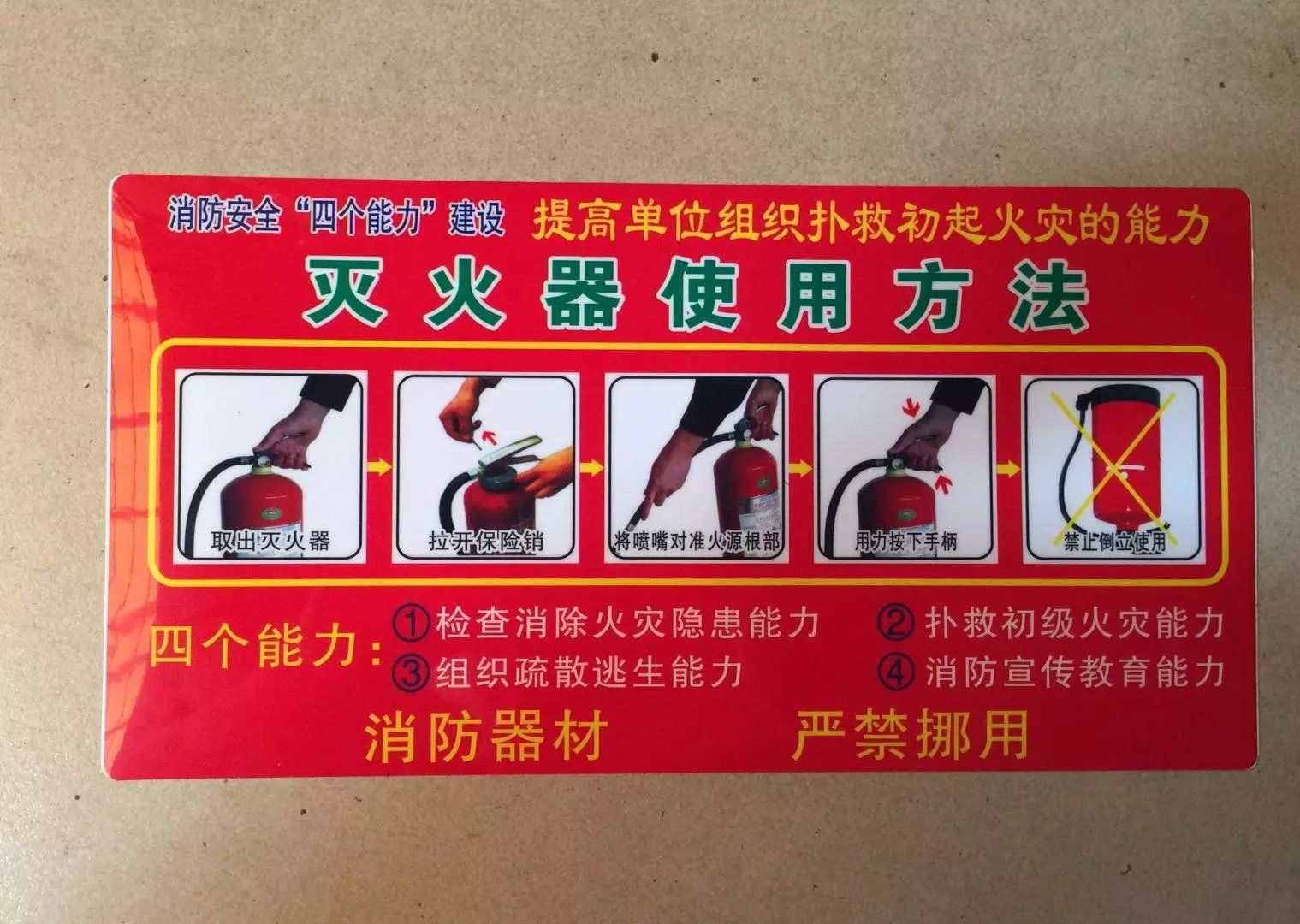 灭火器放置点标识牌存放点灭火器使用方法贴pvc安全警示牌