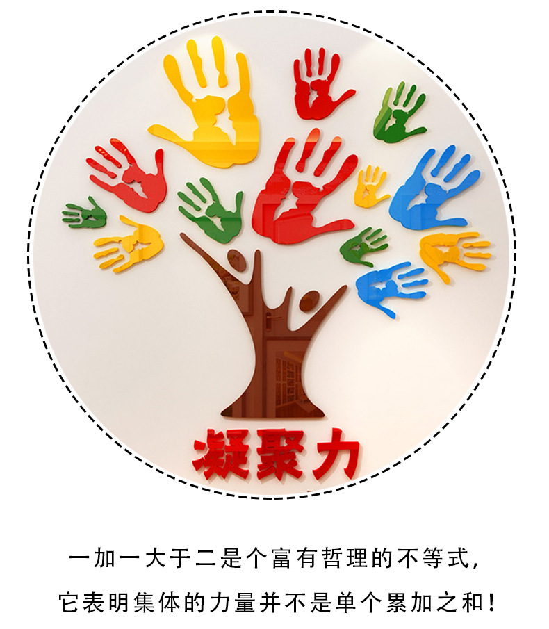 办公室创意标语凝聚力励志墙贴亚克力3d立体墙面装饰贴纸企业文化