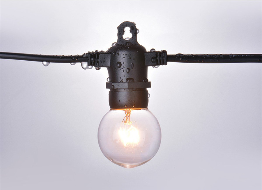 25灯g40钨丝灯带e14底座装饰灯串庭院室内外灯串户外防水 英欧规