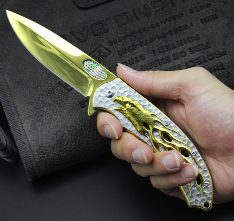 折刀弹簧钢折叠刀军刀户外防身野营随身折刀直刀荒野求生收藏小刀