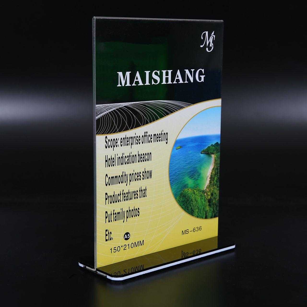 厂家透明亚克力t型黑底抽拉 a4台卡桌牌双面台签酒水餐展示牌