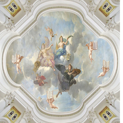 无缝大型壁画3d天顶壁画天花板酒店ktv欧式风格天使天顶壁画