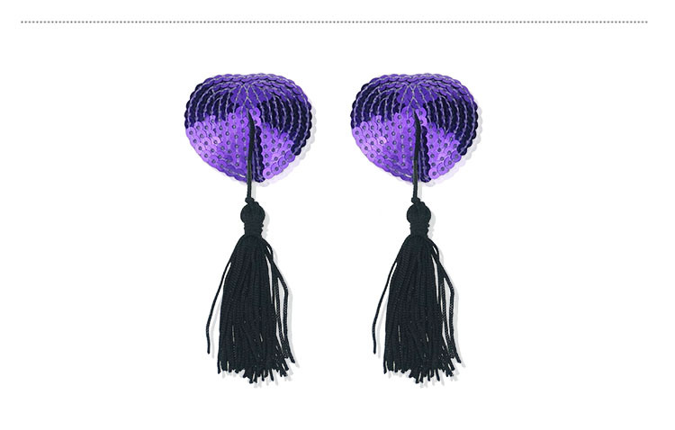 成人情趣性用品乳贴亮片爱心流苏挂须胸罩金银红黑粉紫胸贴血滴子