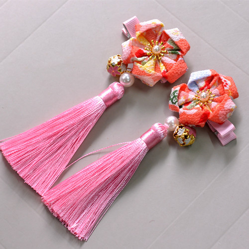 和风发饰新年旗袍发夹女童宝宝流苏饰品新娘汉服古装儿童头饰