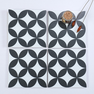 幸运四叶草黑白花砖 卫生间瓷砖厨房客餐厅背景墙砖厕所地板砖200