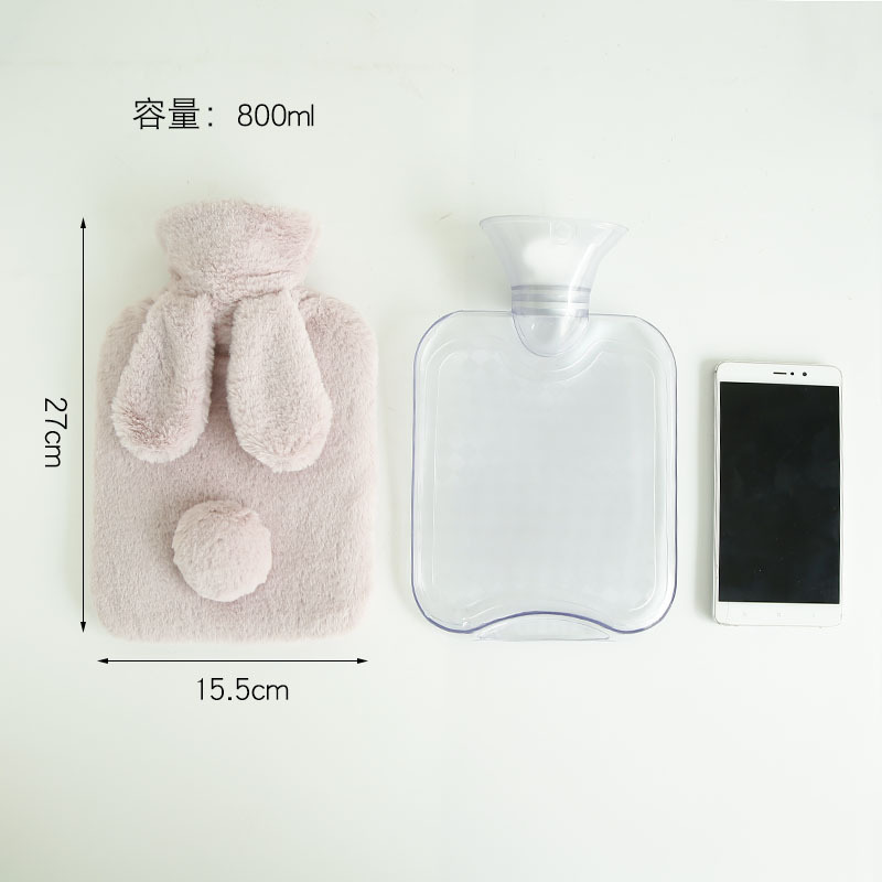 Korean Fashion Rabbit Ears Hot Water Injection Bag Winter Warm PVC Anti-Scald and Leak-Proof Hand Warmer Hand Warmer Manufacturer