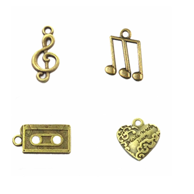 Diy Metal Ornament Bronze Notes/Microphone/Camera Pendant Clothing Bag Accessories Wholesale 100 Pcs/Bag