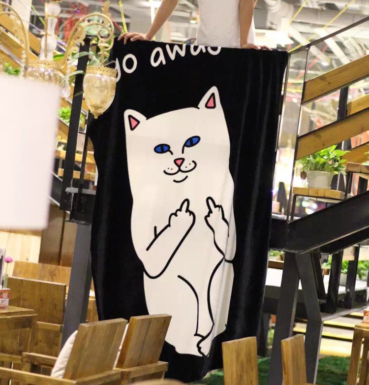 【点州】卡通可机洗竖中指猫贱猫地垫家居客厅地毯绒类榻榻米地垫