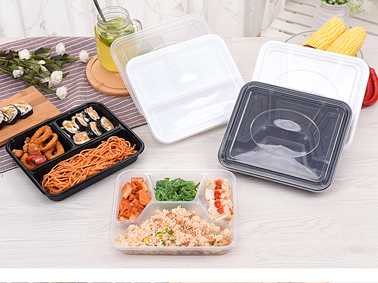 一次性餐盒带盖分格快餐盒长方形便当套餐碗外卖打包盒多格饭