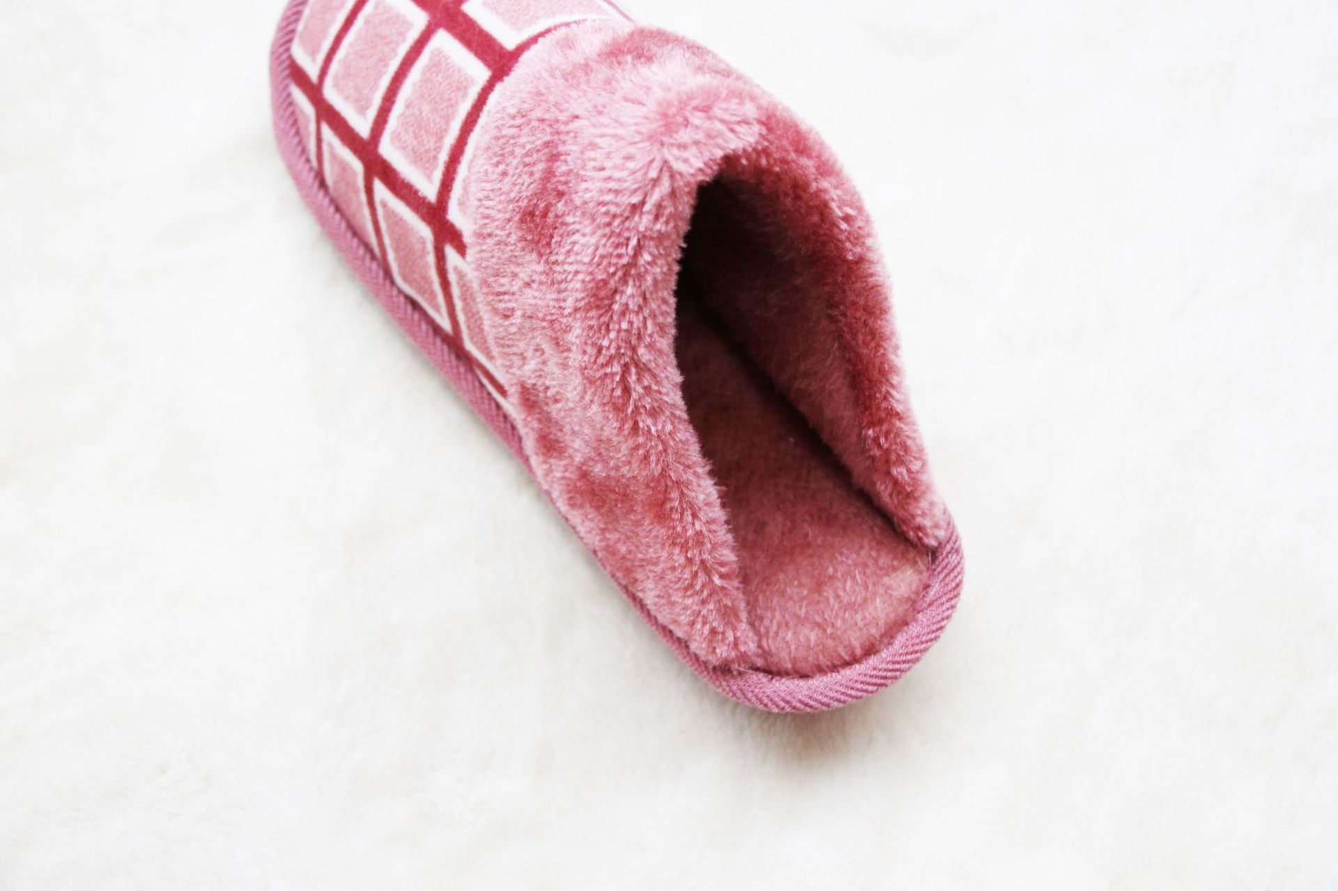 2018爆款秋冬季方格毛拖男保暖加厚防滑居家室内情侣棉拖鞋女批发