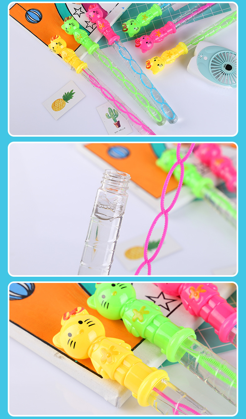 厂家直销38厘米卡通猫泡泡棒 泡泡水 儿童沙滩吹泡泡玩具批发