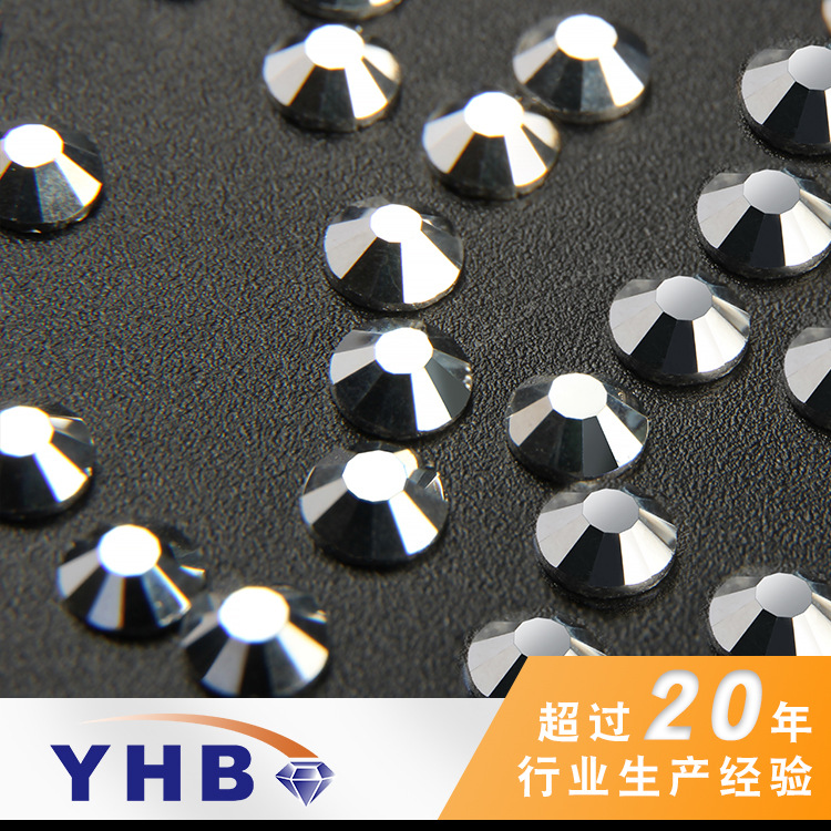 Factory Wholesale Textile Accessories Hot Drilling with Rubber Bottom Sparkle Silver Not Burr Nail Ornament Decorative round Flat Bottom Rhinestone