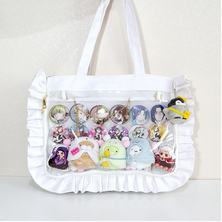 日系荷叶边痛包帆布单肩手提斜跨甜美可爱软妹动漫周边二次元