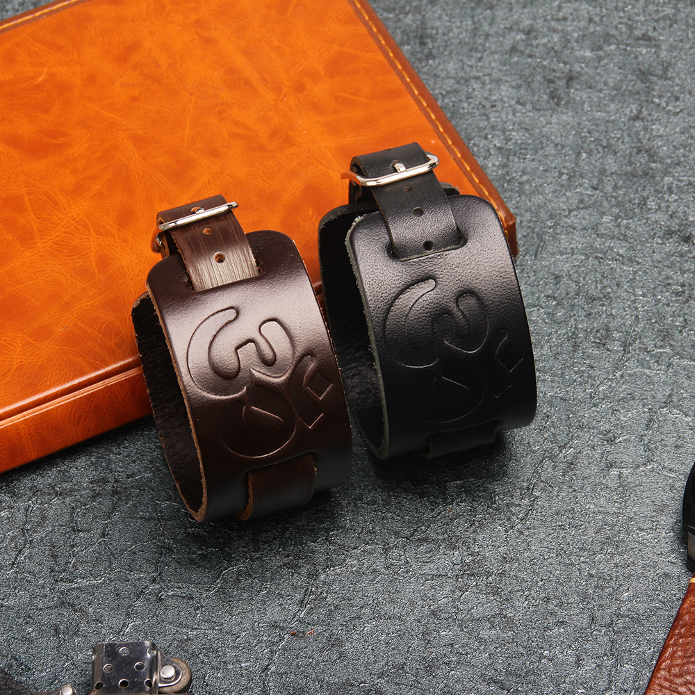 真皮手环六字真言2018爆款皮革手链首饰 跨境电商货源饰品批发