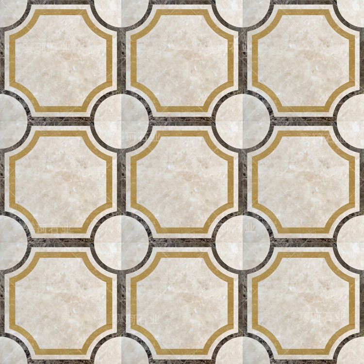 欧式地面地板艺术水刀拼花复合板装饰装修天然大理石地面地板拼接