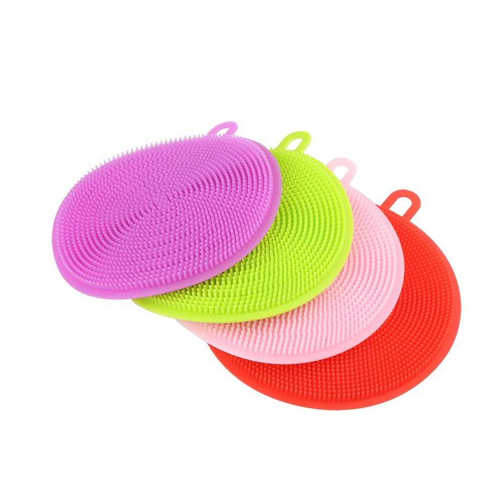 fda认证食品级硅胶洗碗刷圆形果蔬刷子双面刷